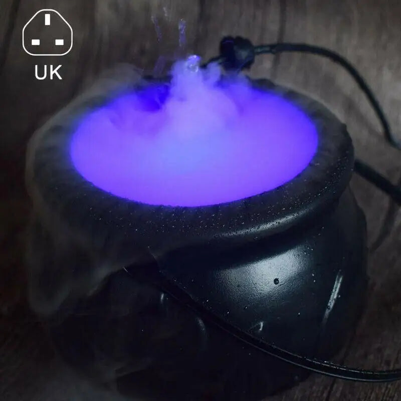 Halloween Witch Pot Smoke Machine Mist Maker Fogger Water Fountain Fog Machine Changing Party Prop Halloween DIY Decorations New