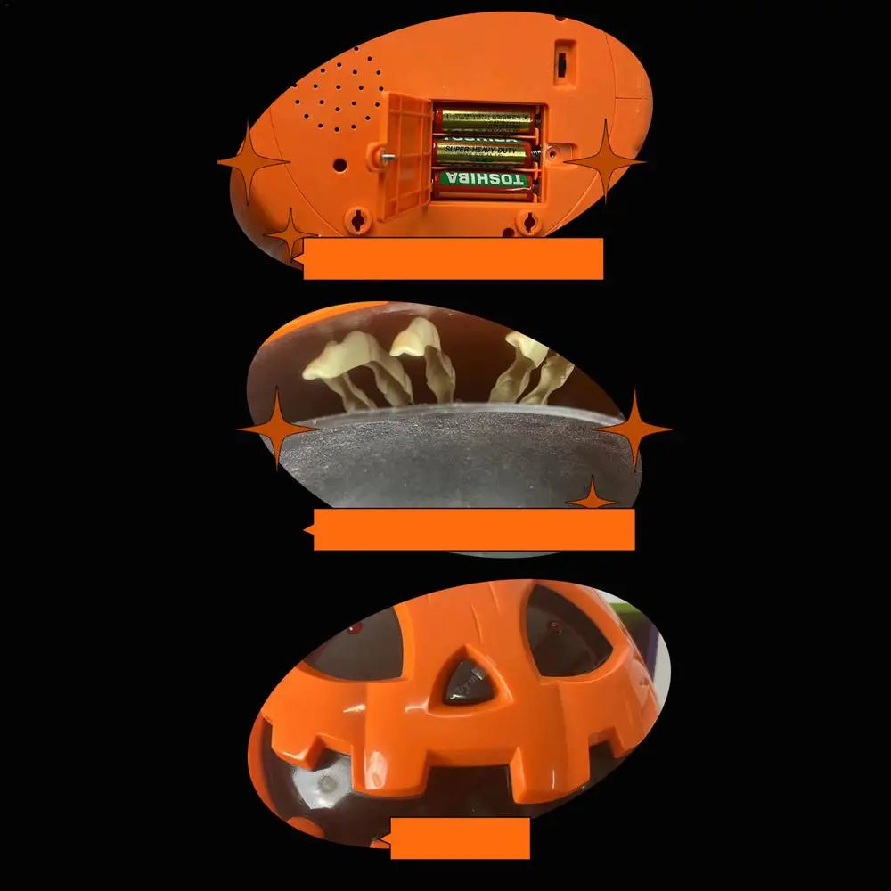 Pumpkin Candy Dish Pumpkin Halloween Auto-Sensing Dish Horror Candy Dish With Skeleton Hand Large Capacity Bowl For Prank Bar