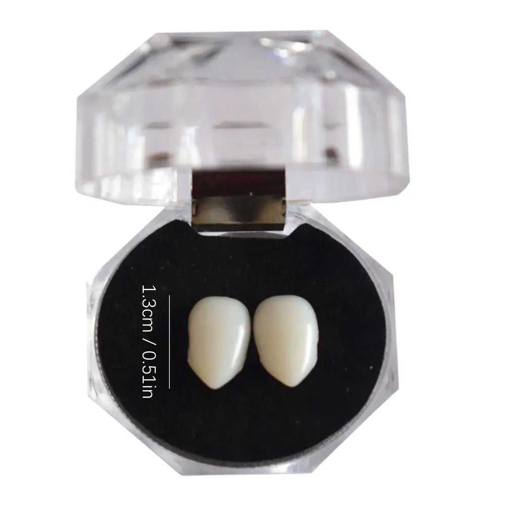 1 Pair Vampire Teeth Fangs Dentures Props Halloween Costume Props False Teeth Solid Glue Denture Adhesive Halloween Party Decor