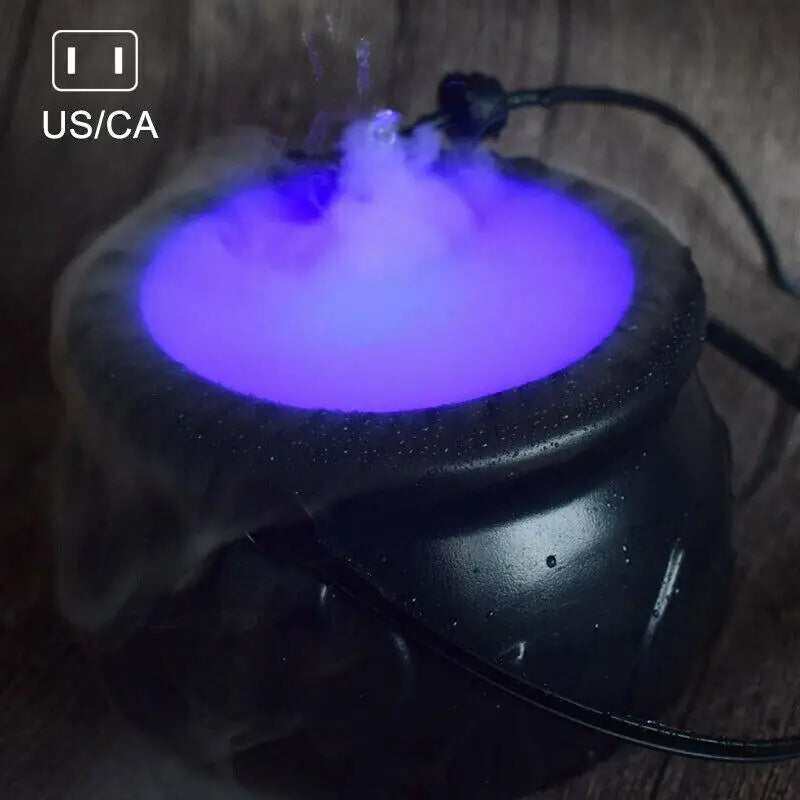 Halloween Witch Pot Smoke Machine Mist Maker Fogger Water Fountain Fog Machine Changing Party Prop Halloween DIY Decorations New