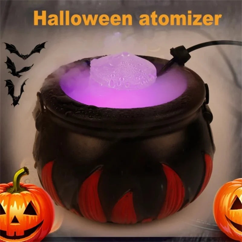 Halloween Witch Pot Smoke Machine Mist Maker Fogger Water Fountain Fog Machine Changing Party Prop Halloween DIY Decorations New