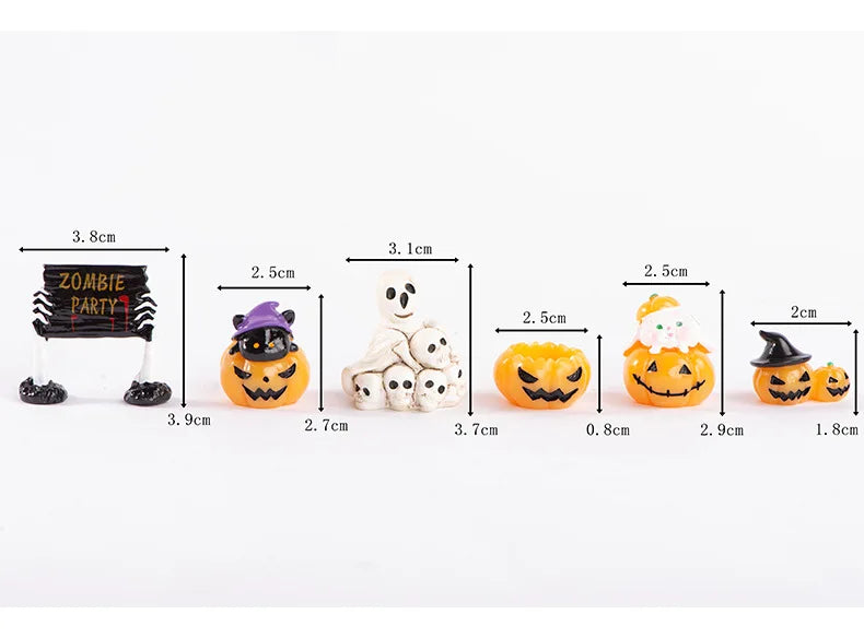 2025 Figurines Miniatures Pumpkin Skeleton Mummy Skull Micro Landscape Ornaments For Halloween Decorations Hoom Desk Accessories