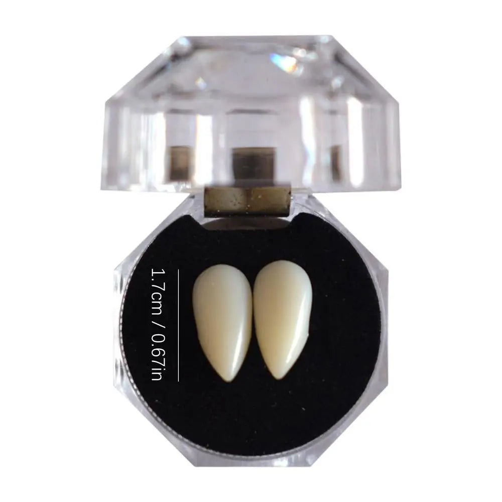 1 Pair Vampire Teeth Fangs Dentures Props Halloween Costume Props False Teeth Solid Glue Denture Adhesive Halloween Party Decor
