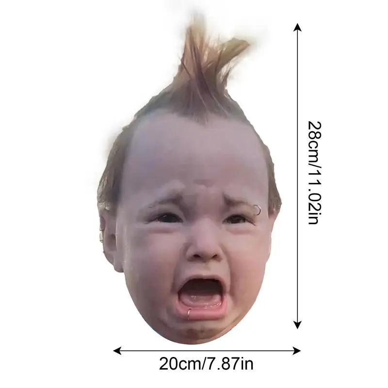 Halloween Realistic Headgear Latex Head Cover Cry Baby Headgear Latex Head Masks Halloween Party Cosplay Costume Props Decor