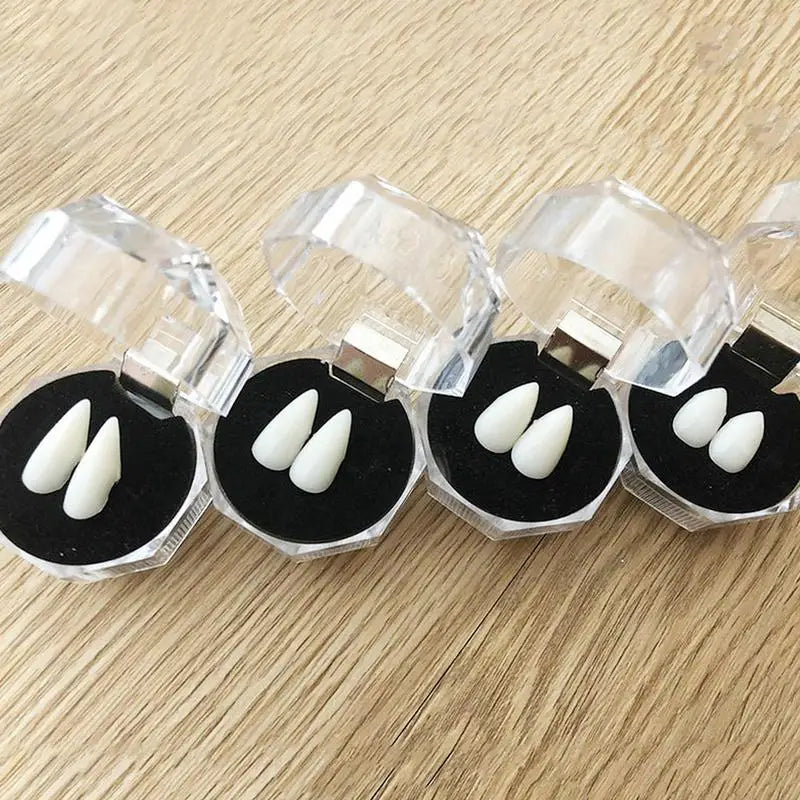 1 Pair Vampire Teeth Fangs Dentures Props Halloween Costume Props False Teeth Solid Glue Denture Adhesive Halloween Party Decor
