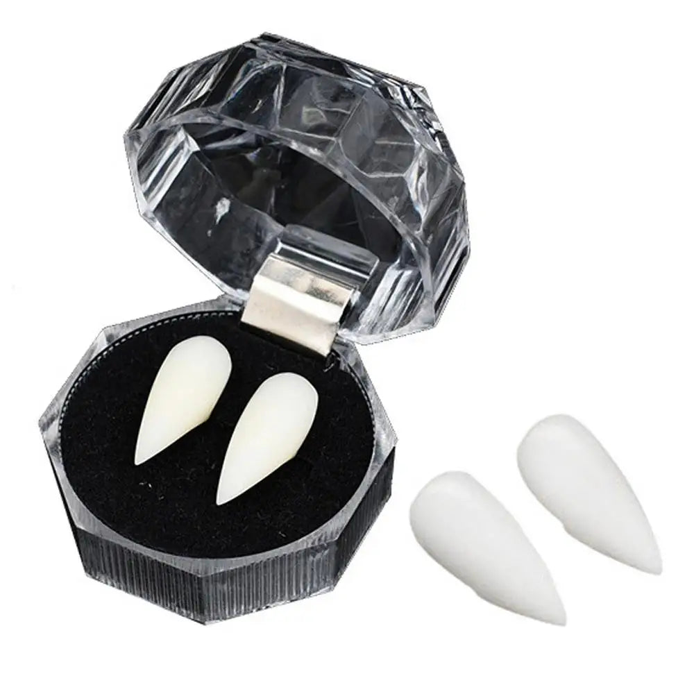 1 Pair Vampire Teeth Fangs Dentures Props Halloween Costume Props False Teeth Solid Glue Denture Adhesive Halloween Party Decor