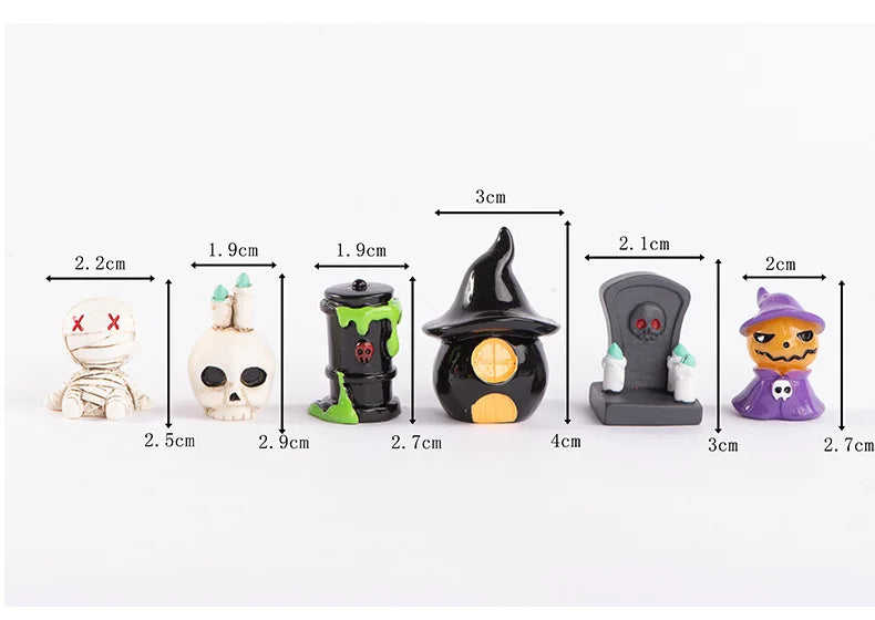 2025 Figurines Miniatures Pumpkin Skeleton Mummy Skull Micro Landscape Ornaments For Halloween Decorations Hoom Desk Accessories