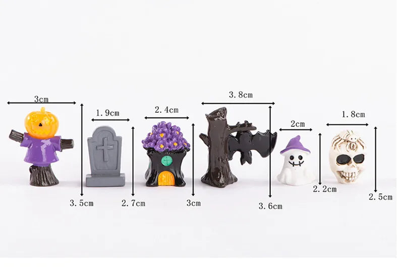 2025 Figurines Miniatures Pumpkin Skeleton Mummy Skull Micro Landscape Ornaments For Halloween Decorations Hoom Desk Accessories