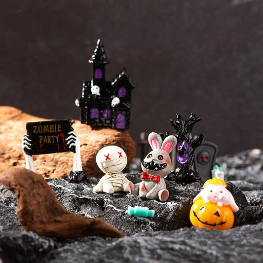 2025 Figurines Miniatures Pumpkin Skeleton Mummy Skull Micro Landscape Ornaments For Halloween Decorations Hoom Desk Accessories