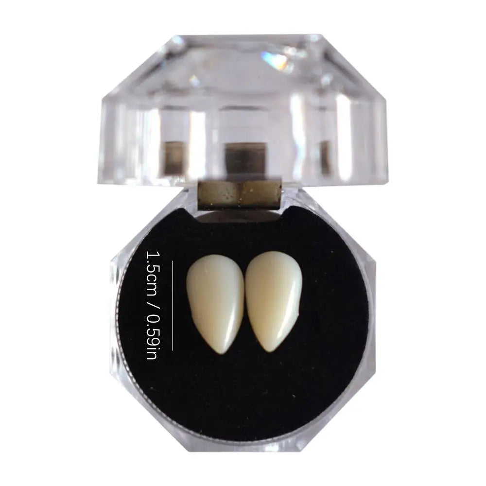 1 Pair Vampire Teeth Fangs Dentures Props Halloween Costume Props False Teeth Solid Glue Denture Adhesive Halloween Party Decor