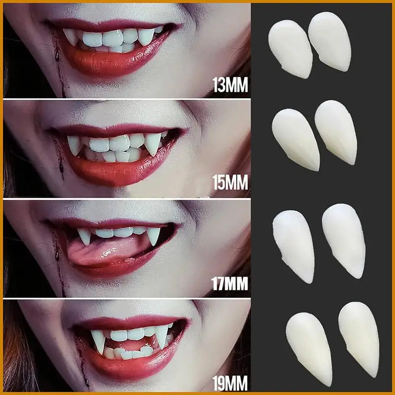 1 Pair Vampire Teeth Fangs Dentures Props Halloween Costume Props False Teeth Solid Glue Denture Adhesive Halloween Party Decor